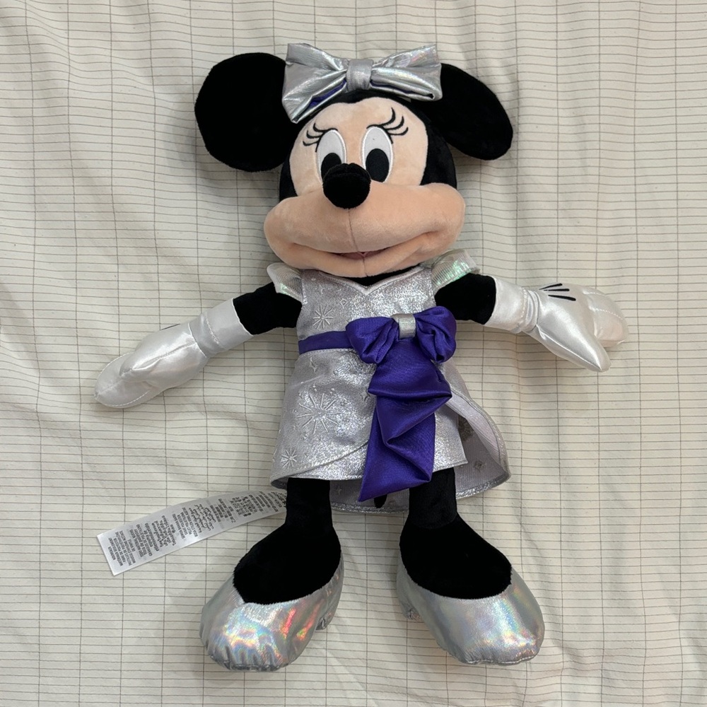 Disney 15" Minnie Mouse Plush 100th Platinum Anniversary Years of Wonder Silver